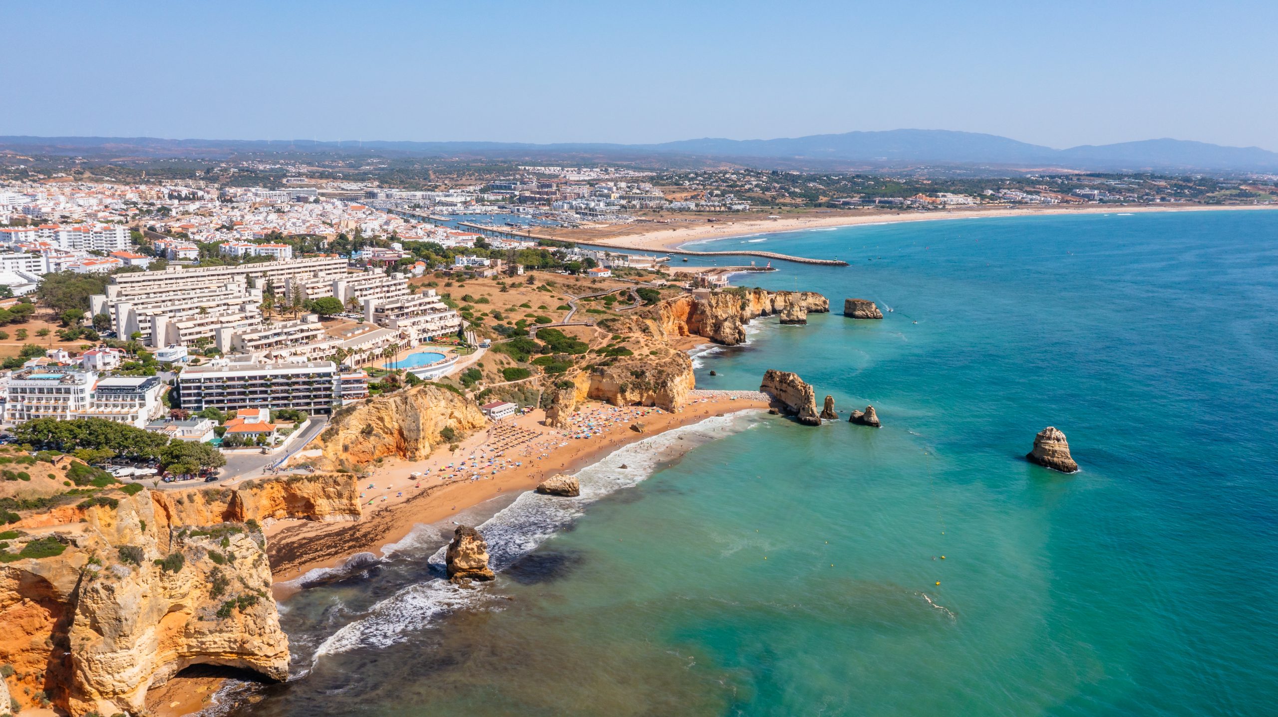 Lagos coast and Meia Praia from above